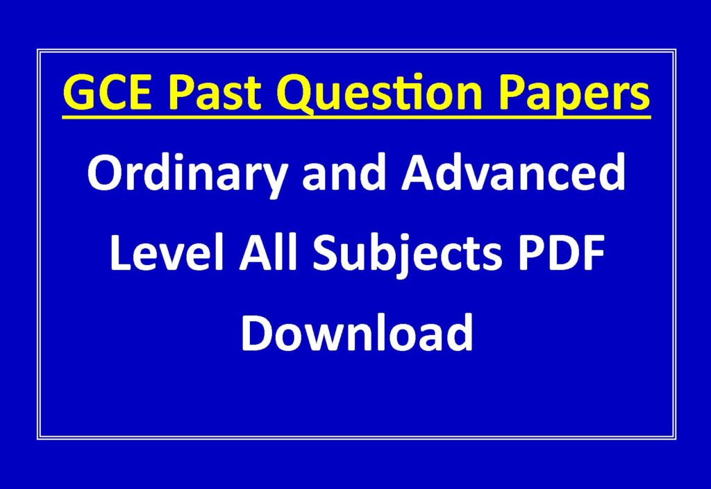 GCE Past Question Papers